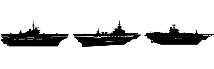 Fototapeta premium Aircraft Carrier Silhouette Vector Art on White Background