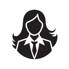 woman in a suit profile icon on white background