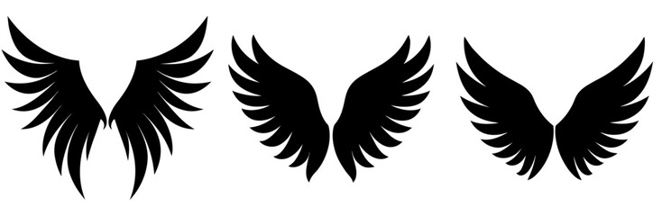 Fototapeta premium Angel Wings Silhouette Vector Art on White Background
