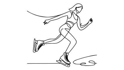 minimalist continuous one line drawing illustration of a of a ice skating