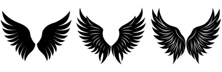 Obraz premium Angel Wings Silhouette Vector Art on White Background