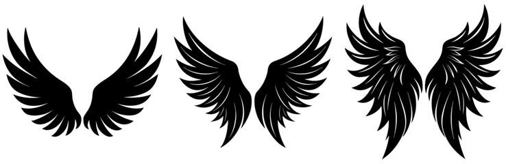 Obraz premium Angel Wings Silhouette Vector Art on White Background