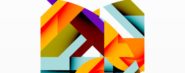 Obraz premium Abstract geometric composition. Bright colors intersect, creating dynamic shapes. Modern design, vibrant palette, layered forms.