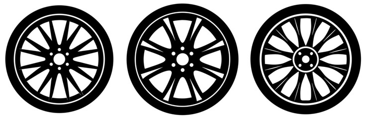 Obraz premium Car Wheel Silhouette Vector Art