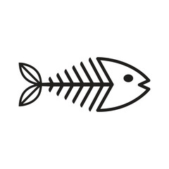 silhouette vector fish skeleton icon. Fish bone symbol. Cats food sign. spine line pictogram