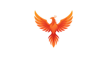 Obraz premium Fiery Bird Ascending with Open Wings Emblem in Orange Tones