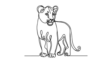lion cub one continuous line drawing