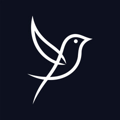 simple bird icon, simple cartoon line art. minimal bird logo design element, creative bird vector illustration