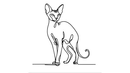 Sphynx cat using one continuous line illustration