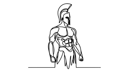 minimalist continuous one line drawing illustration of a Spartan warrior