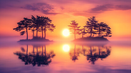 A Golden Reflection: Nature's Harmonious Dance at Dusk