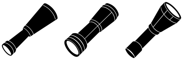 Fototapeta premium Flashlight Silhouette Vector Art on White Background