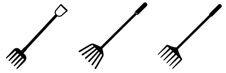 Naklejka premium Garden Rake Silhouette Vector Art on White Background