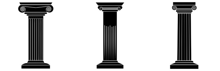 Obraz premium Greek Column Silhouette Vector Art on White Background