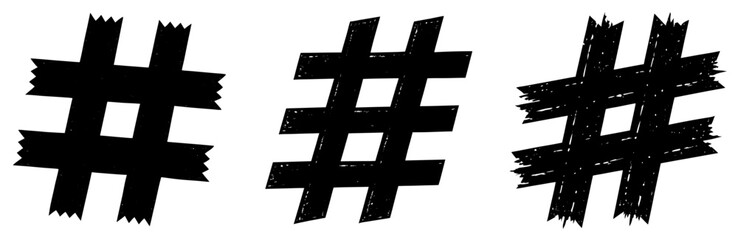 Obraz premium Hashtag Symbol Silhouette Vector Art on White Background