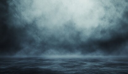 Dense fog, smoky, dark, dramatic scene.  A moody, atmospheric background perfect for product display or digital art