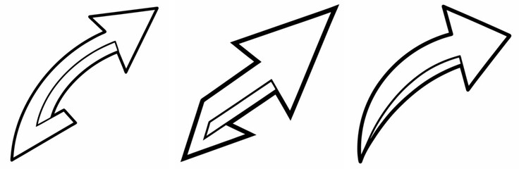 Left Arrow Outline Coloring Book Page Line Art Drawing Set