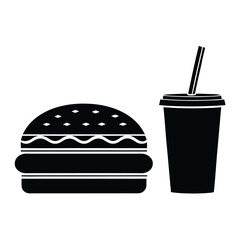 fast food and drink, white background.
