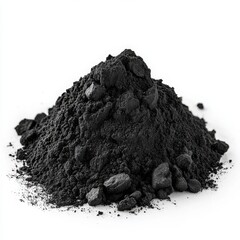 Pile of Black Powder Photography: Activated Charcoal, Pigment, Toner on White Background