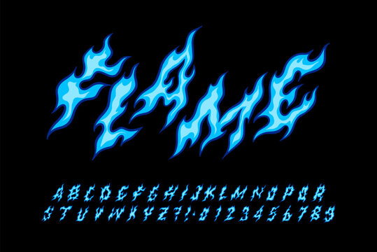 Alphabet Blue Flame Cartoon Vector