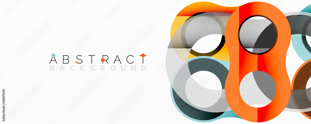 Poster Bright overlapping circles create dynamic composition. Modern design with vibrant colors, gradients, smooth shapes. Perfect for digital projects, presentations.