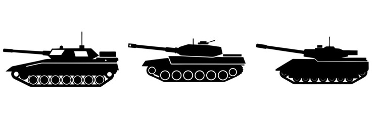 Fototapeta premium Military Tank Silhouette Vector Art on White Background