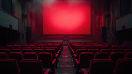 Obraz premium Modern beautiful Cinema hall with black seats symbolizing the film industry, cinema industry and cinematic experience, with space for text or branding.
