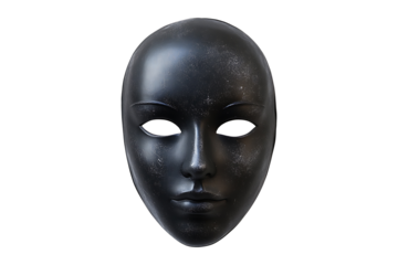 Black full face mask isolated on transparent background
