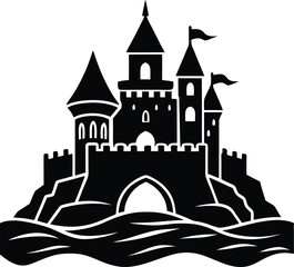 Obraz premium Sandcastle Silhouette Vector for Beach, Summer, and Childhood Memories Designs