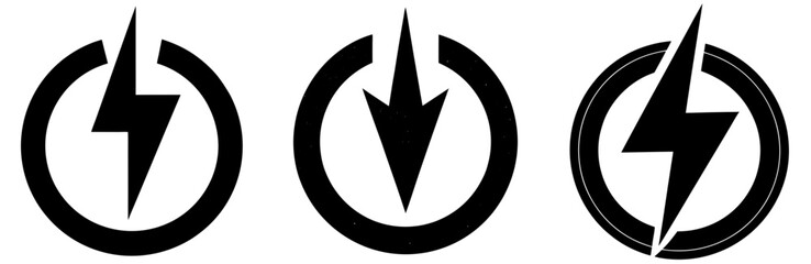 Power Symbol Silhouette Vector Art on White Background