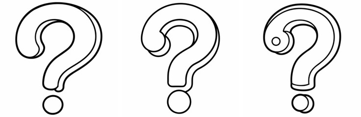 Question Mark Outline Coloring Page Line Art Drawing Set