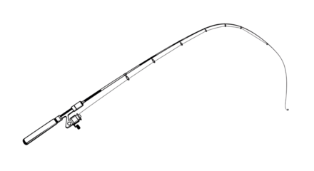 Fishing rod illustration angling equipment with fishing line vector style