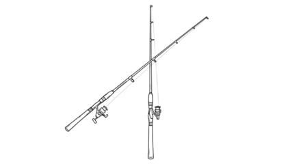 Fishing Rods Simple Line Art Drawing for Fishing and Recreation