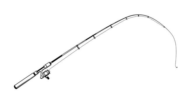 Fishing rod illustration angling equipment with fishing line vector style