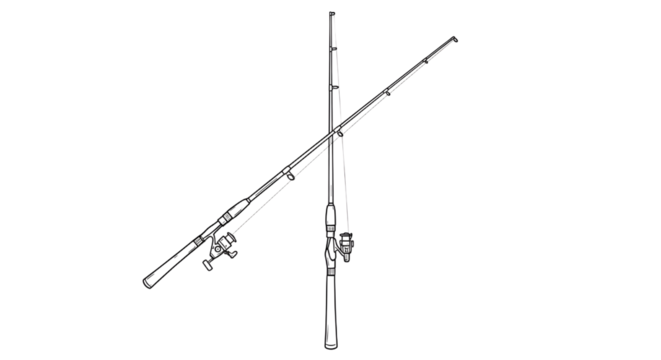 Fishing Rods Simple Line Art Drawing for Fishing and Recreation