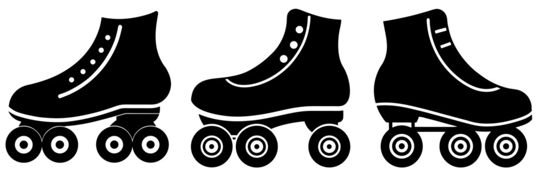 Roller Skates Silhouette Vector Art on White Background