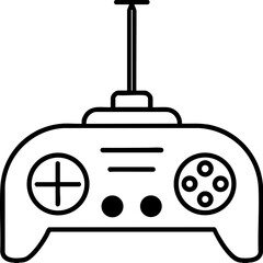 Fototapeta premium A simple illustration of a gaming controller, featuring buttons and a joystick, representing video game technology.