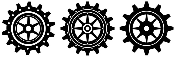 Obraz premium Steampunk Gear Silhouette Vector Art on White Background