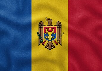 Moldova Flag - Official National Symbol, Detailed Texture, Blue, Yellow, Red Colors, Eagle Crest.