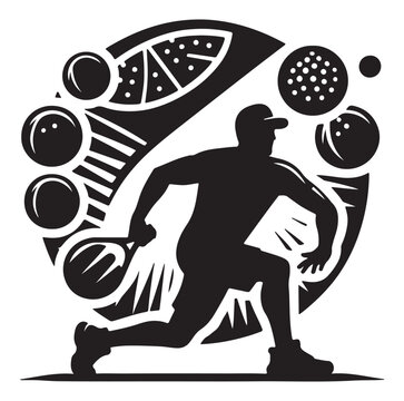 recommend clip art: Pickleball player vector silhouette on white background.