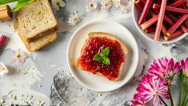 Jam and bread on the table. Selective focus. food.
