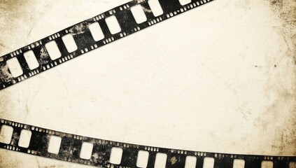 Vintage filmstrip on aged paper background