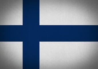 Obraz premium Finnish Flag Iconic Blue Cross on White - Finland, National Symbol, Patriotic Design, Close-up, Background
