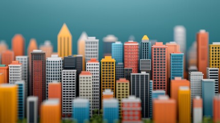 Obraz premium A collection of vibrant and colorful model houses is displayed within a lively miniature community setting