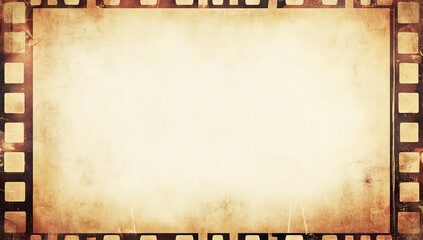 Vintage filmstrip border. Aged, textured background