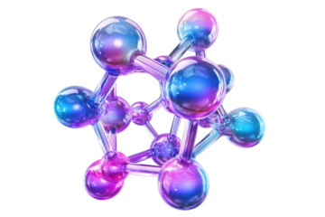 3D Molecular Structure With Transparent Background