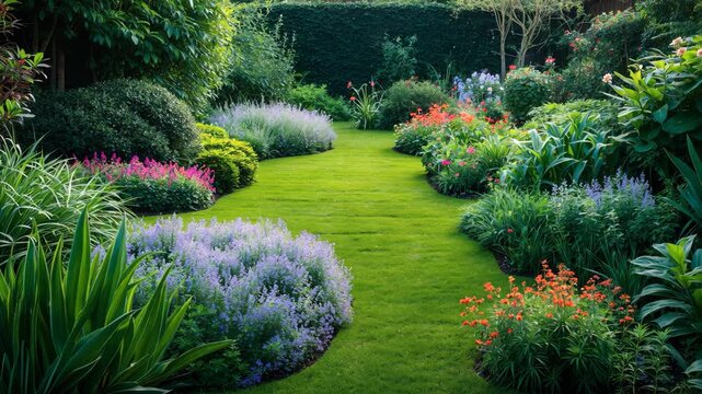 Flower beds featuring clusters of flowers