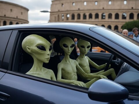 Alieni guidano fra le strade di Roma con scioltezza