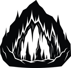 Ice Cave Silhouette Vector for Cold, Winter Adventure, and Glacial Designs