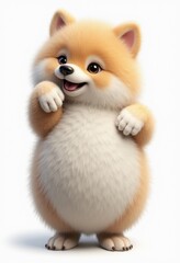 Obraz premium A small brown and white dog standing on its hind legs